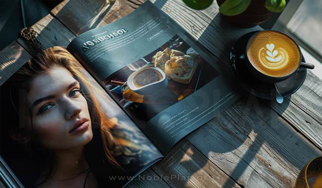 Coffee shop advertisement on magazine