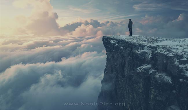 Entrepreneur on top of cliff